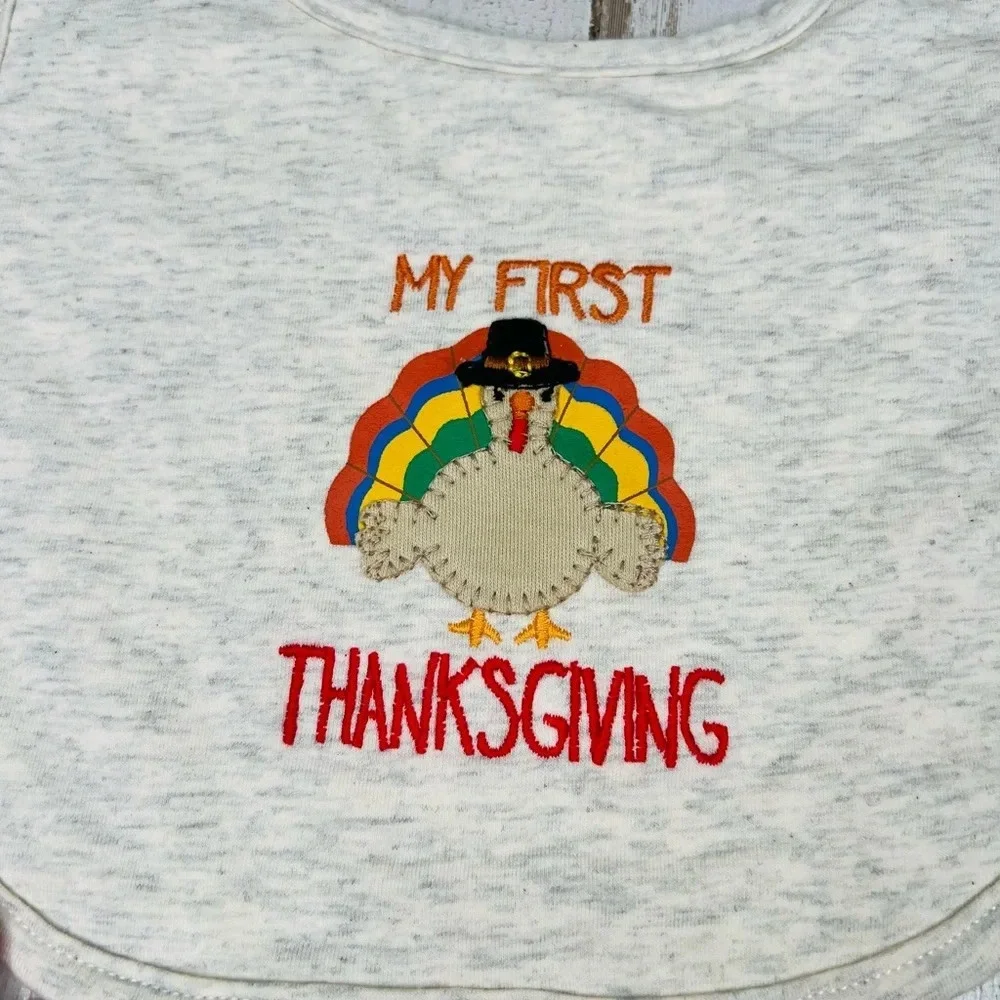 Mud Pie My First Thanksgiving Baby Bib Multicolor Velcro Closure